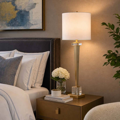 Table Lamp - Gold Glass Metal Base Metallic Finish, 35 in.