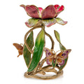 Jay Strongwater Meredith Floral 9" Pillar Candle Holder, Leaf Swarovski Crystal Enamel
