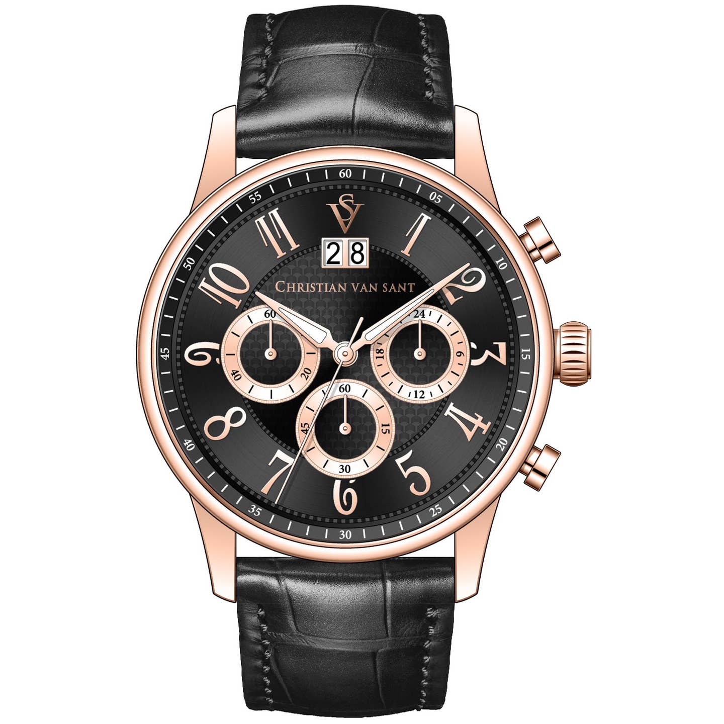 Christian Van Sant Heritage Men's Quartz Watch, Black Dial
