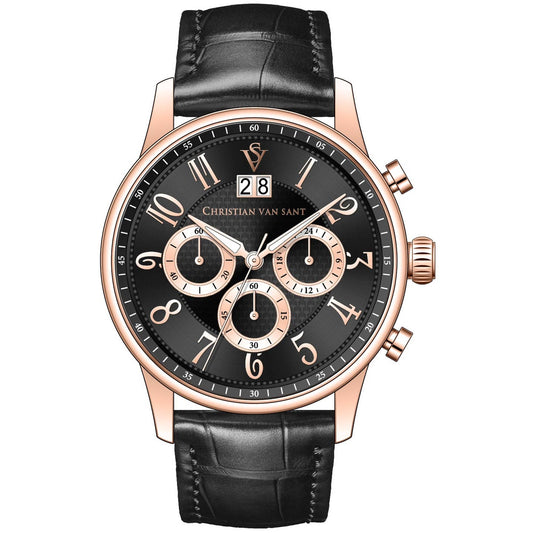 Christian Van Sant Heritage Men's Quartz Watch, Black Dial