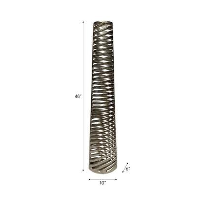 Decorative Vase - Silver Metal Medium Textured Floor, 48 in.