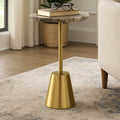 End Table - White Raw Agate Top with Gold Metal Base, 23 in.