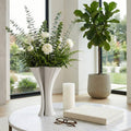 Decorative Vase - White Ceramic Sculptural Tall, 13 in.