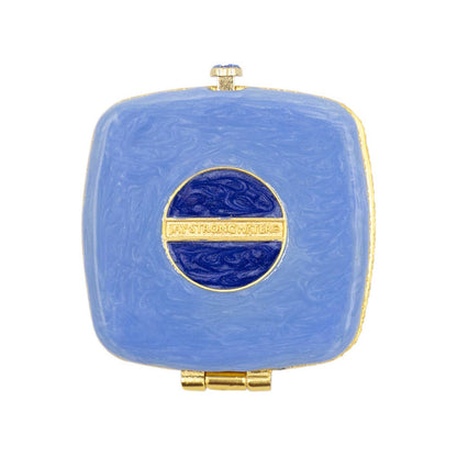 Jay Strongwater Luella 2" Square Jeweled Compact Mirror, Flora & Fauna