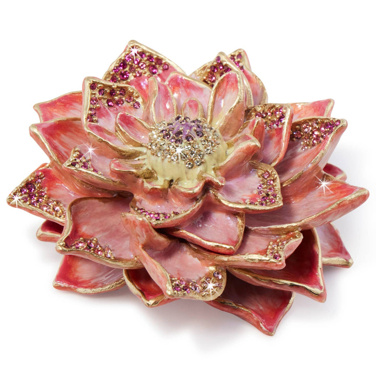 Jay Strongwater Calista Dahlia Bloom Crystal Enamel Gold-Finished Tabletop Object