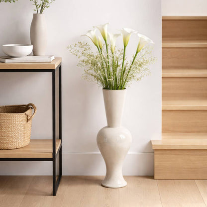 Decorative Vase - Ivory Ceramic Pedestal Oversized, 24 in.