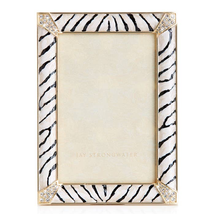 Jay Strongwater Lavinia Zebra Pavé 4" x 6" Crystal Enamel Picture Frame, Zebra