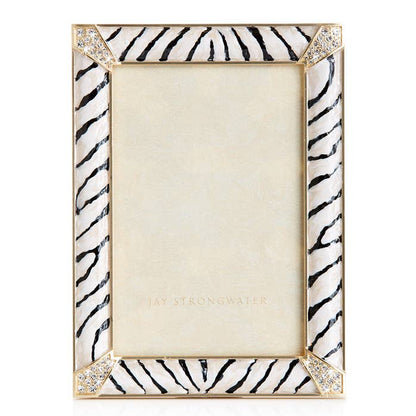 Jay Strongwater Lavinia Zebra Pavé 4" x 6" Crystal Enamel Picture Frame, Zebra