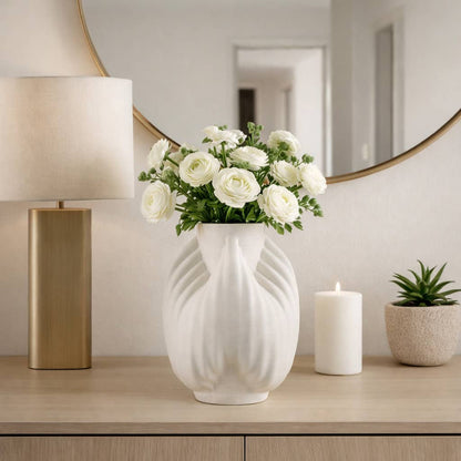 Decorative Vase - Ivory 3D Printed Carved Form, 10 in.