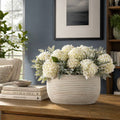 Decorative Vase - Teal Ceramic Small Ribbed Oval, 14 in.