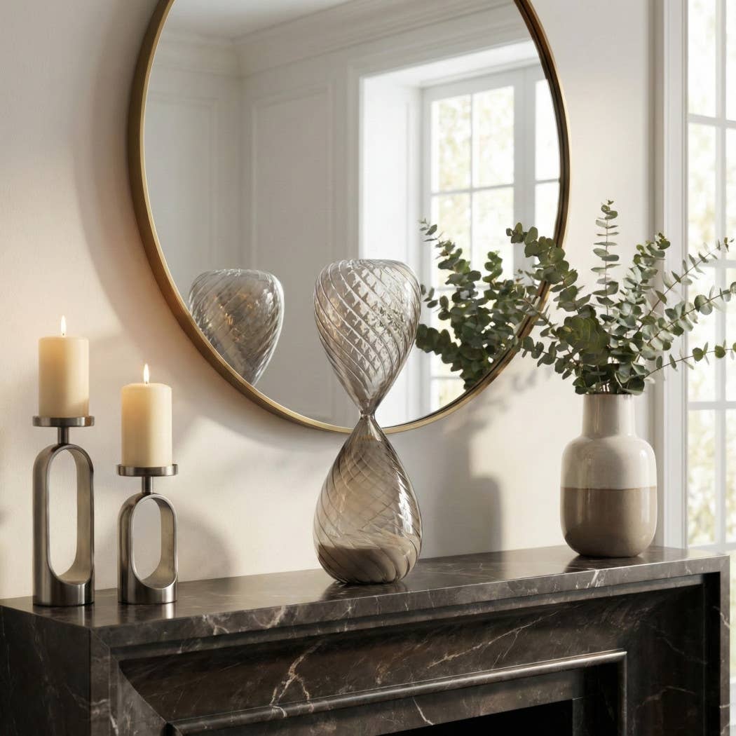 Decorative Object - Clear Glass Hourglass Sculpture, 17 in.
