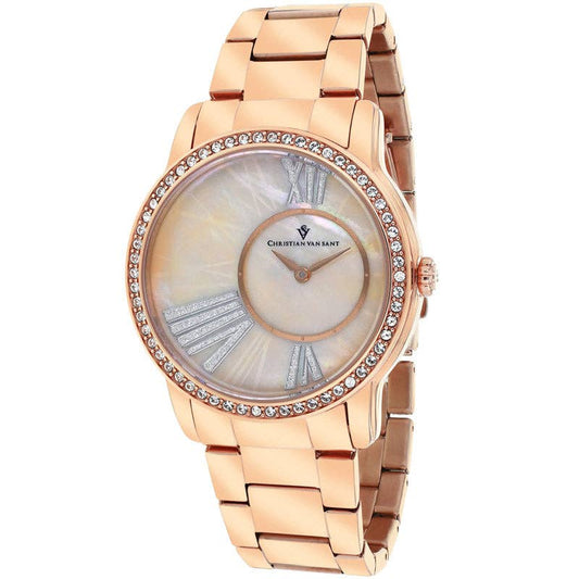 Christian Van Sant Exquisite Women's Quartz Watch, Pink Mop Dial