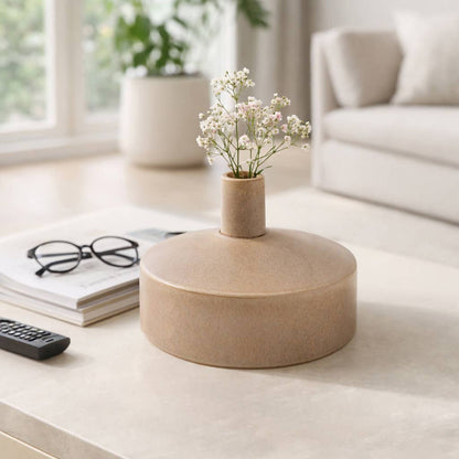 Decorative Vase - Brown Ceramic Modern Minimalist, 7 in.