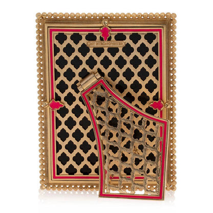 Jay Strongwater Lucas Stone Edge 5" x 7" Swarovski Crystal Enamel Picture Frame, Electric Pink