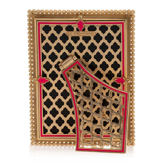 Jay Strongwater Lucas Stone Edge 5" x 7" Swarovski Crystal Enamel Picture Frame, Electric Pink