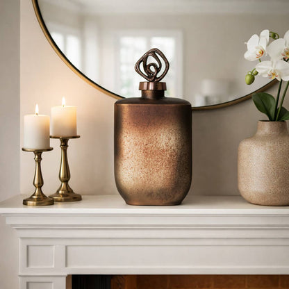 Bottle - Bronze Glass Modern Ombre with Metal Topper, 14 in.