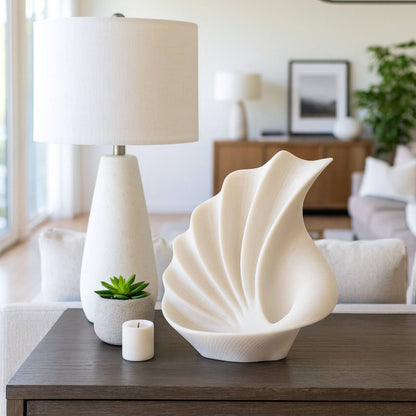 Decorative Sculpture - White Quartz Resin Shell, 16 in.