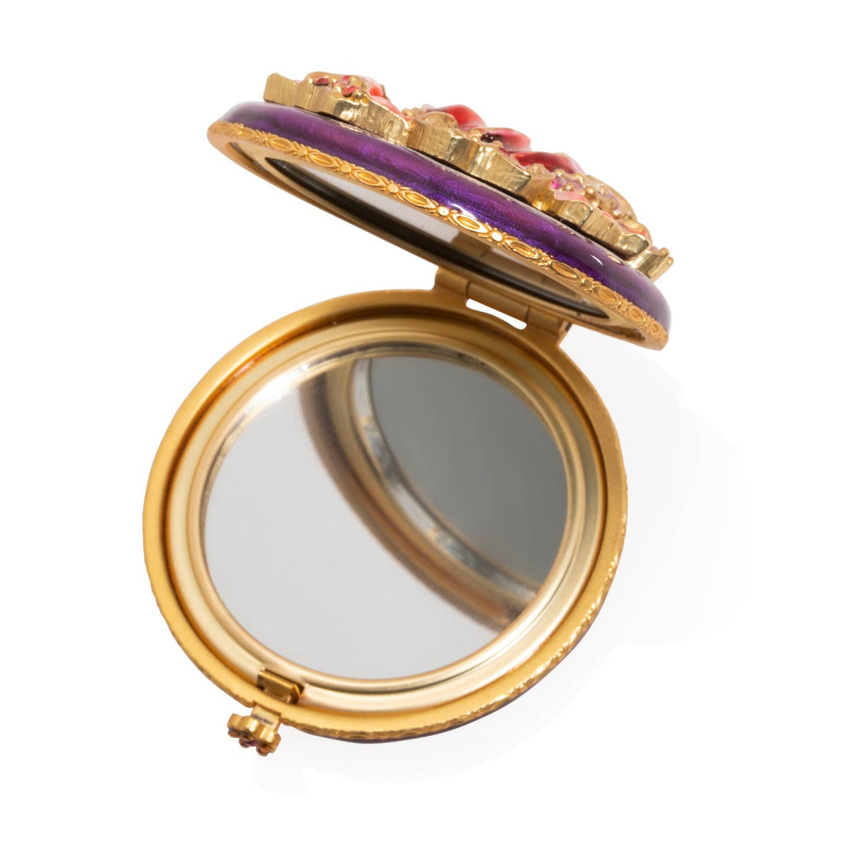 Jay Strongwater Angela Floral Round Compact Mirror