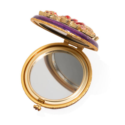 Jay Strongwater Angela Floral Round Compact Mirror