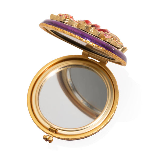 Jay Strongwater Angela Floral Round Compact Mirror