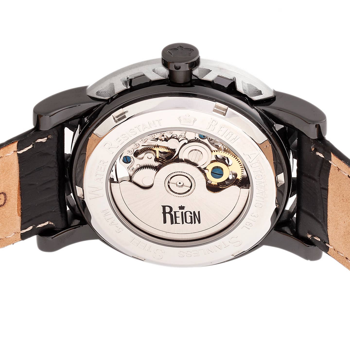 Reign Stavros Men's Automatic Skeleton Leather Watch