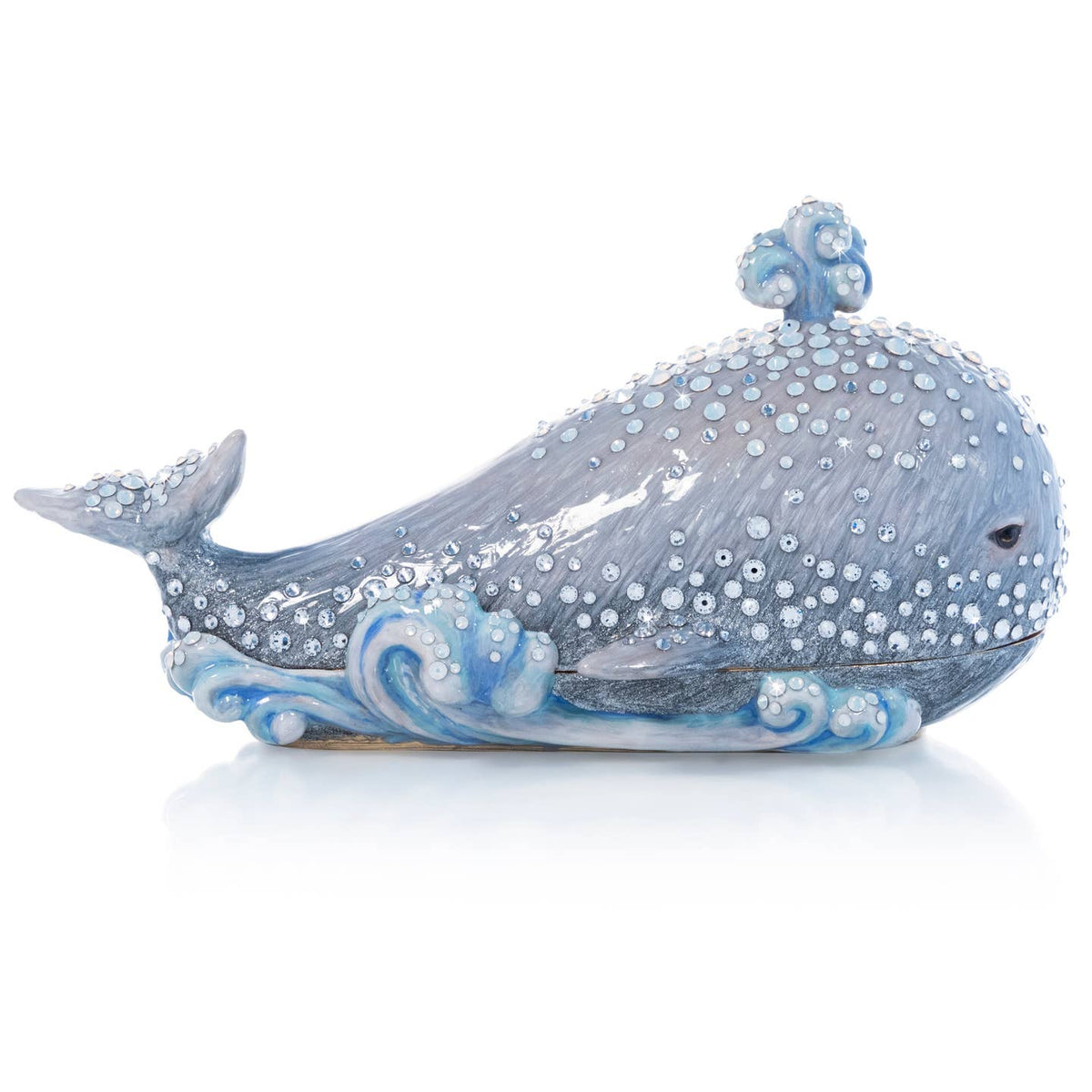 Jay Strongwater Abel Whale Decorative Box, Gold Swarovski Crystal Enamel Gold-Finished