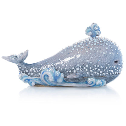 Jay Strongwater Abel Whale Decorative Box, Gold Swarovski Crystal Enamel Gold-Finished