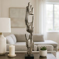Decorative Object - Silver Metal Wood Post Statue, 32 in.