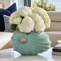Decorative Vase - Green Ceramic Tall Shell Shaped, 11 in.
