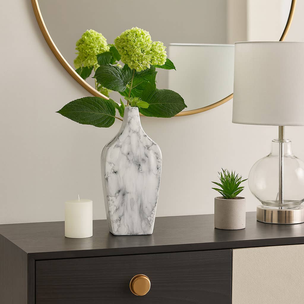 Decorative Vase - White Ceramic Statement Styling, 11 in.