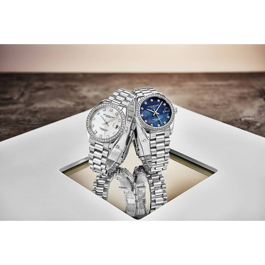 Stuhrling Original Lineage Women's Quartz Watch, 31mm, Silver Mother-of-Pearl Dial, Silver-Tone Stainless Steel Bracelet, Crystal-Accented Bezel
