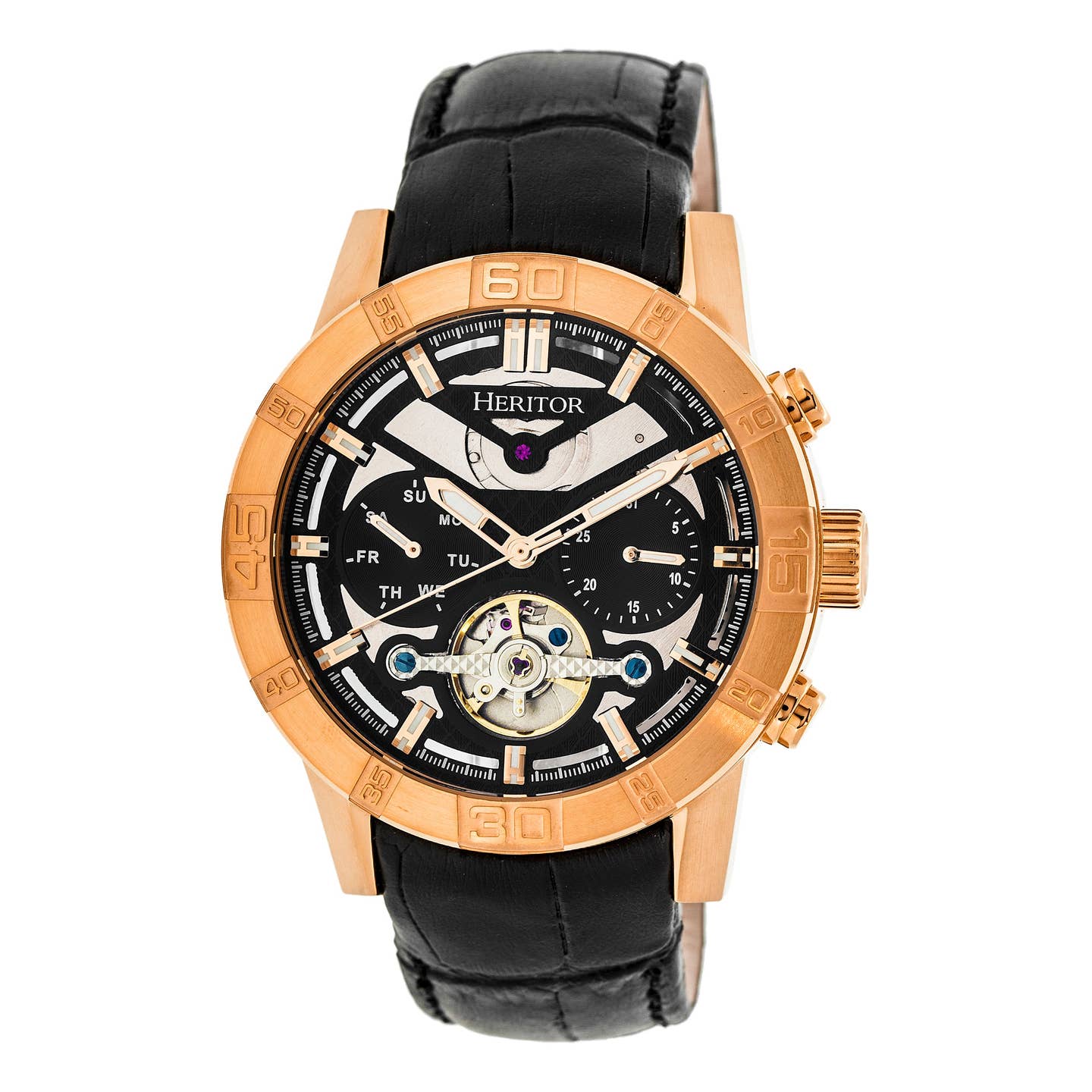 Heritor Hannibal Men's Automatic Semi-Skeleton Leather Watch, Style HERHR4106