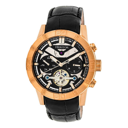 Heritor Hannibal Men's Automatic Semi-Skeleton Leather Watch, Style HERHR4106