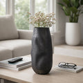 Decorative Vase - Black Ceramic Organic Sculpted, 14 in.