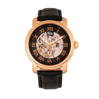 Reign Kahn Men's Automatic Skeleton Leather Watch