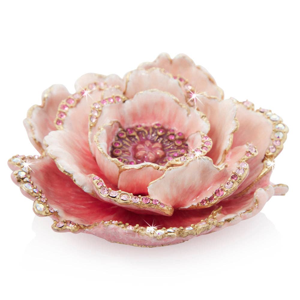 Jay Strongwater Briar Peony Enamel Gold-Finished Pewter Tabletop Object