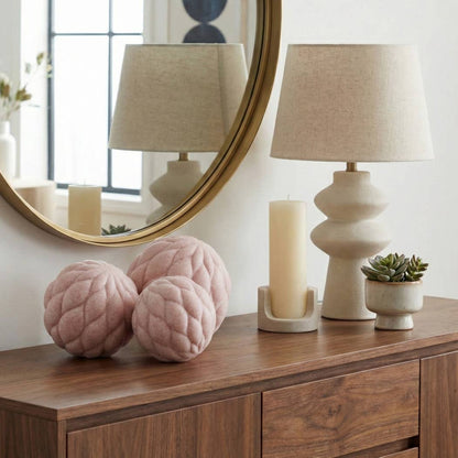 Decorative Orbs Set of 3 - Pink Resin Spheres, 4/5/6 in.