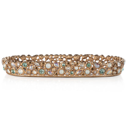 Jay Strongwater Julius Bejeweled Swarovski Crystal Enamel Gold-Finished Decorative Tray, Opal