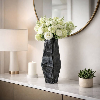 Decorative Vase - Grey Ceramic Tall Silhouette, 21 in.