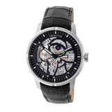 Heritor Ryder Men's Automatic Skeleton Leather Watch, Silver/Black
