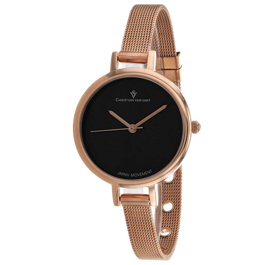 Christian Van Sant Grace Women's Quartz Watch, Black Dial