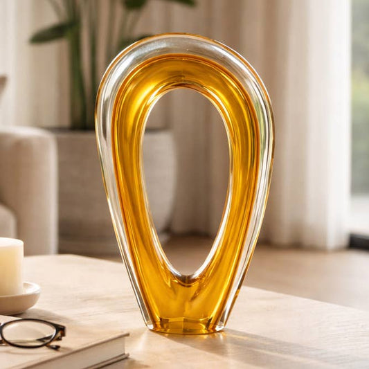 Decorative Sculpture - Orange/Clear Glass Cut-Out, 12 in.