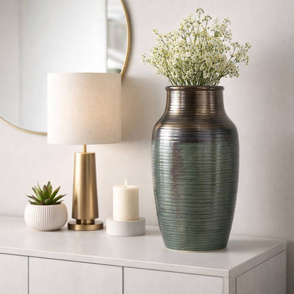 Decorative Vase - Bronze Ceramic Glossy Oversized, 22 in.