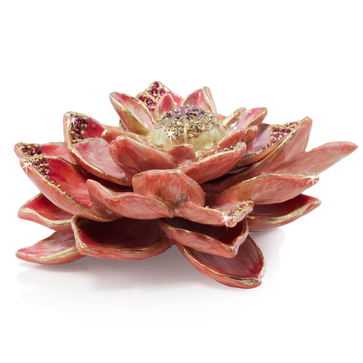Jay Strongwater Calista Dahlia Bloom Crystal Enamel Gold-Finished Tabletop Object