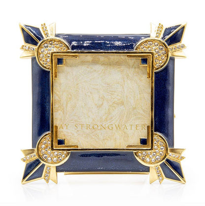 Jay Strongwater Dorothy 3 X 3 Art Deco 3" x 3" Crystal Enamel Picture Frame, Delft Garden