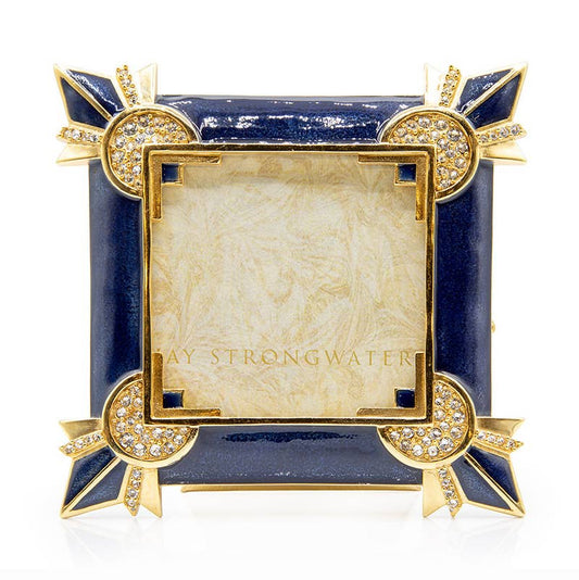 Jay Strongwater Dorothy 3 X 3 Art Deco 3" x 3" Crystal Enamel Picture Frame, Delft Garden