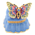 Jay Strongwater Emma Mini Butterfly and Heart Decorative Box, Blue Crystal Enamel Gold-Finished