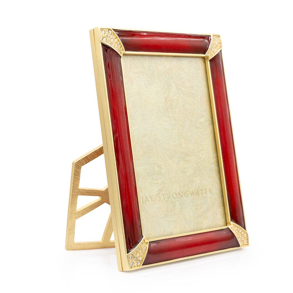 Jay Strongwater Lavinia Pavé 4" x 6" Crystal Enamel Picture Frame, Ruby