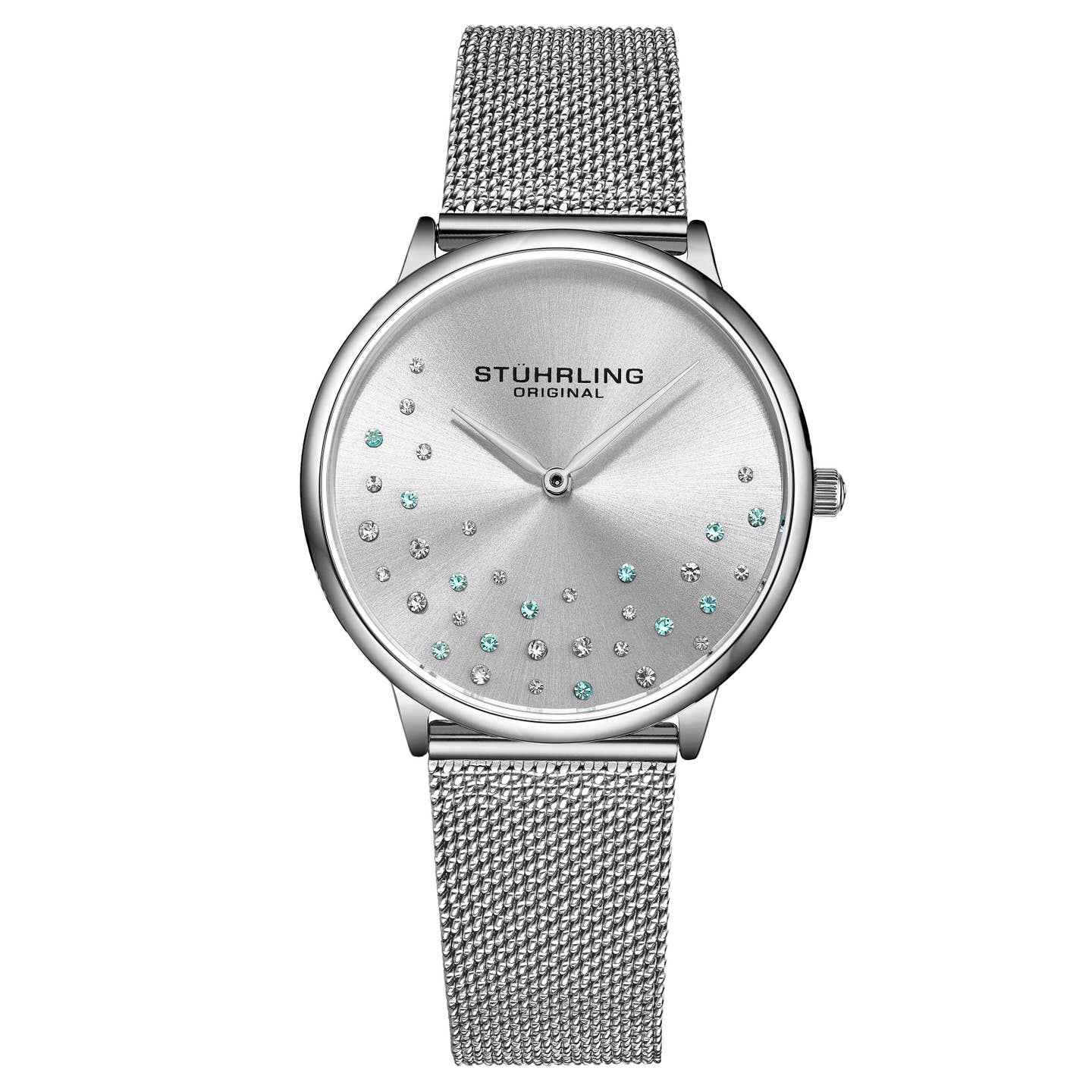 Stuhrling Original Symphony 3928 Women's Quartz Watch, 35mm, Silver Dial, Silver-Tone Mesh Bracelet