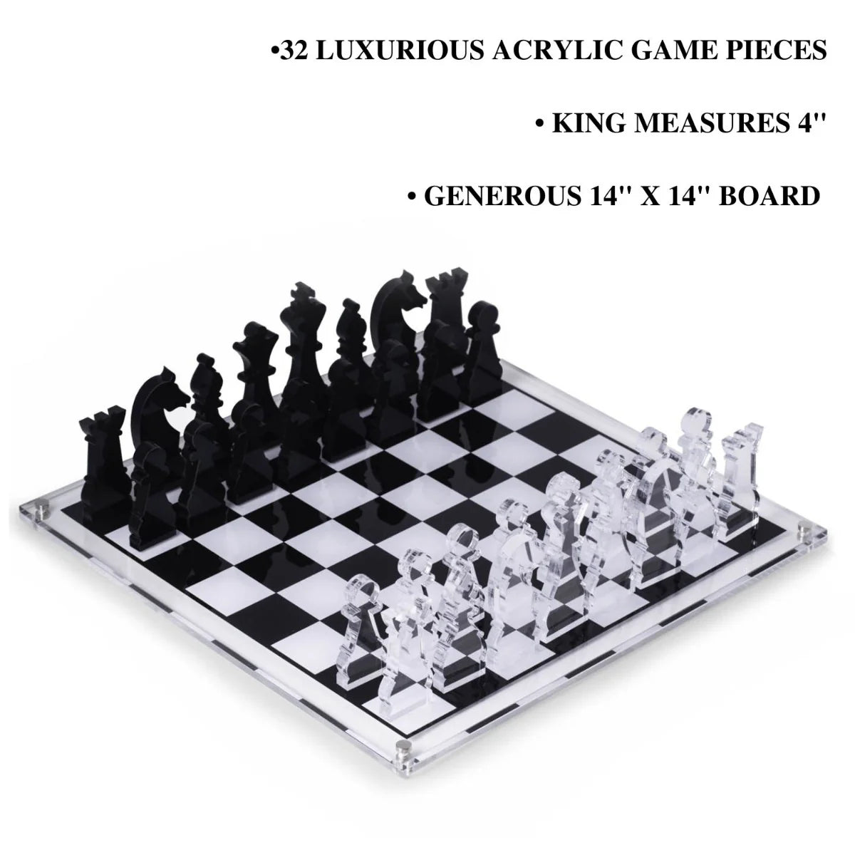 Charlie Acrylic Chess Set – Luxury Clear & Black Chess Board